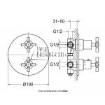STEINBERG SERIA 250 bateria prysznicowa termostatyczna 3 drożna podtynkowa, element zewnętrzny 250 4123 / 2504123 / 250.4123