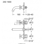 STEINBERG SERIA 250 bateria umywalkowa 3-otworowa, chrom 250 1902 / 2501902 / 250.1902
