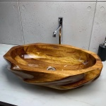 Ambivalent Weles Umywalka nablatowa 58,5x37,6x14 cm drewniana WELES