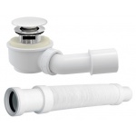 Syfon do wanny z przelewem wewnętrznym, korek Click-Clack biały połysk konglomerat K121WG W MAGAZYNIE!!