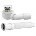 Syfon do wanny bez przelewu, korek Click-Clack biały mat konglomerat K122WM W MAGAZYNIE!!