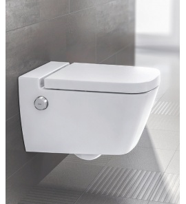 Tece TECEOne Miska WC wisząca bezkołnierzowa z funkcją myjącą z deską wolnoopadającą biała 9700200+9700600