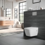 Tece TECEOne Miska WC wisząca bezkołnierzowa z funkcją myjącą z deską wolnoopadającą biała 9700200+9700600