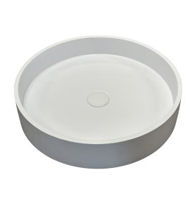 Tondo Umywalka stawiana na blat ∅48 cm biały mat z korkiem klik klak GD1157TMW 