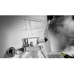 Tres Flat Bateria wannowa ścienna z zestawem natryskowym punktowym chrom 20417001