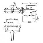 Tres Flat Bateria wannowa ścienna z zestawem natryskowym punktowym chrom 20417001