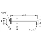 Tres Ramię do głowicy natryskowej 40 cm chrom 16118740