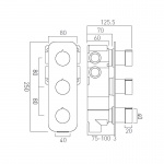 Vado Edit Bateria prysznicowa termostatyczna, podtynkowa, pozioma, 3-drożna Złoty szczotkowany IND-T128/3-H-ALT-BRG