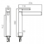 Vado Edit Bateria umywalkowa wysoka, sztorcowa, jednouchwytowa, bez korka Czarny szczotkowany IND-EDI100E/SB-BLK
