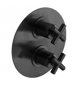 Vado Elements Bateria prysznicowa termostatyczna, podtynkowa, 2-drożna Czarny szczotkowany IND-ELE148D/2-BLK
