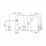Vado Elements Bateria umywalkowa trzyotworowa, dwuuchwytowa, z korkiem automatycznym Złoty szczotkowany IND-ELW101-BRG