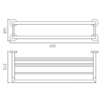 Vado Individual Półka ścienna z drążkiem na ręczniki, 60 cm Złoty szczotkowany IND-SPA185B-BRG