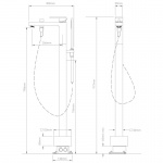 Vado Notion Bateria wannowa podłogowa, wolno stojąca, z zestawem prysznicowym Nikiel szczotkowany IND-NOT233-BRN
