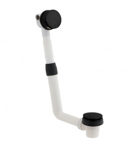 Vado Odpływ wannowy bez syfonu, z przelewem i funkcją napełniania przez przelew, z korkiem klik-klak Czarny szczotkowany IND-81389/RO-BLK