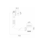 Vado Odpływ wannowy bez syfonu, z przelewem i funkcją napełniania przez przelew, z korkiem klik-klak Czarny szczotkowany IND-81389/RO-BLK