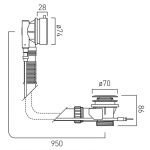 Vado Odpływ wannowy bez syfonu, z przelewem, z korkiem automatycznym brąz szczotkowany IND-71389/RO-BRZ
