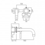 Vado Origins Bateria umywalkowa podtynkowa bez korka brąz szczotkowany IND-ORI109S/A-BRZ