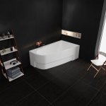  Vayer Boomerang Wanna asymetryczna prawa ze stelażem i syfonem 180x100 cm biała 180.100.045.1-2.2.0.0.1