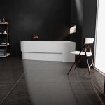  Vayer Boomerang Wanna asymetryczna prawa ze stelażem i syfonem 180x100 cm biała 180.100.045.1-2.2.0.0.1