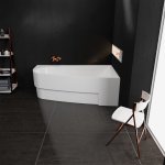  Vayer Boomerang Wanna asymetryczna prawa ze stelażem i syfonem 180x100 cm biała 180.100.045.1-2.2.0.0.1