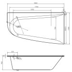  Vayer Boomerang Wanna asymetryczna prawa ze stelażem i syfonem 180x100 cm biała 180.100.045.1-2.2.0.0.1