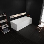  Vayer Boomerang Wanna prostokątna asymetryczna prawa ze stelażem i syfonem 190x90 cm biała 190.090.045.1-1.2.0.0.1