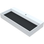   Vayer Lepus Umywalka nablatowa/podwieszana z czarną maskownicą z otworem na baterię 60x42,5 cm biała 060.042.010.3-1.0.1.X.0.MC