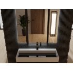   Vayer Lepus Umywalka nablatowa/podwieszana z czarną maskownicą z otworem na baterię 60x42,5 cm biała 060.042.010.3-1.0.1.X.0.MC