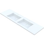  Vayer Norma-D Umywalka wpuszczana w blat podwójna z dwoma otworami na baterię 191,2x50 cm biała 191.050.011.3-1.0.1.X.X