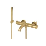 Vema Otago Bateria wannowa ścienna ze słuchawką i wężem brushed gold V17086.AP.098