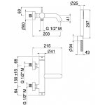 Vema Otago Bateria wannowa ścienna ze słuchawką i wężem brushed gold V17086.AP.098