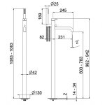 Vema Otago Bateria wannowa wolnostojąca brushed gold V17195.AP.098