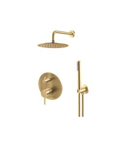 Vema Otago Zestaw natryskowy podtynkowy z deszczownicą ∅25 brushed gold OTAZES25.AP.098