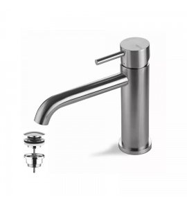 Vema Tiber Steel Bateria umywalkowa z korkiem klik-klak Stal nierdzewna V17011/K