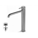 Vema Tiber Steel Bateria umywalkowa wysoka z korkiem klik-klak Stal nierdzewna V17021K