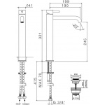 Vema Tiber Steel Bateria umywalkowa wysoka z korkiem klik-klak Stal nierdzewna V17021K