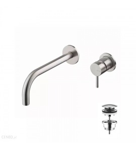 Vema Tiber Steel Bateria umywalkowa podtynkowa z korkiem klik-klak Stal nierdzewna V17050/K