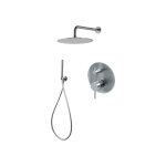 Vema Tiber Steel Zestaw natryskowy podtynkowy z deszczownicą 30 cm Stal nierdzewna TIBZES30