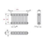   Zehnder Charleston 3050 Grzejnik dekoracyjny 119,6x50 26-elementów biały RAL9016 30502676109016