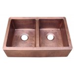 Zlew 2-komorowy Cobre miedziany lekko młotkowany 80x50 cm SLZOSIA