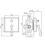 Zucchetti Bellagio Bateria Wannowo-natryskowa Jednouchwytowa Podtynkowa element zewnętrzny chrom ZP3612