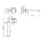 Zucchetti Brim Bateria umywalkowa 2-otworowa jednouchwytowa podtynkowa z perlatorem 255 mm element zewnętrzny chrom ZBR674