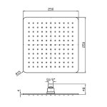Zucchetti Deszczownica kwadratowa 250x250 mm sufitowa chrom Z94274