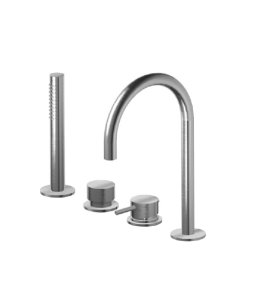 Zucchetti Helm Bateria na brzeg wanny 4-otworowa wyciągana słuchawka Z94249.X wąż 1500mm inox ZHE508.X