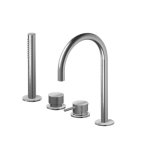 Zucchetti Helm Bateria na brzeg wanny 4-otworowa wyciągana słuchawka Z94249.X wąż 1500mm inox ZHE508.X