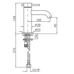 Zucchetti Helm Bateria umywalkowa 1-otworowa bez korka automatycznego brushed total black pvd ZHE687.XP81