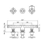 Zucchetti Helm Bateria umywalkowa 3-otworowa podtynkowa element zewnętrzny inox ZHM695.X