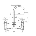  Zucchetti Helm Bateria umywalkowa 3-otworowa bez korka automatycznego brushed total black pvd ZHM516.XP81