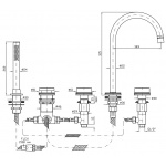 Zucchetti Savoir Bateria Wannowa 5-otworowa do Montażu na Brzeg Wanny chrom ZSA483.CC