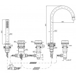 Zucchetti Savoir Bateria Wannowa 5-otworowa do Montażu na Brzeg Wanny chrom ZSV483.CC
